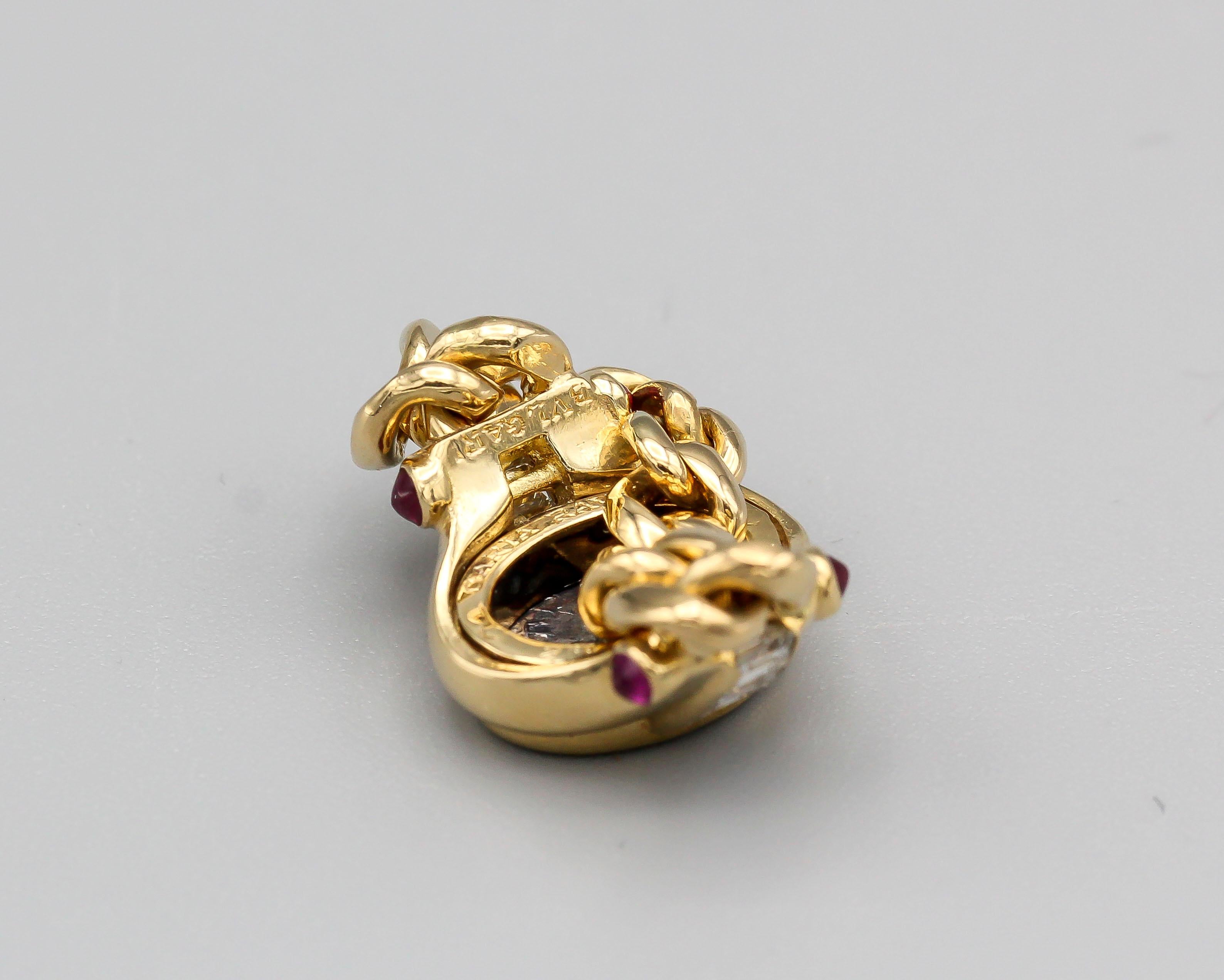 Women's or Men's Bulgari Ancient Coin Diamond Ruby 18 Karat Gold Flexible Ring