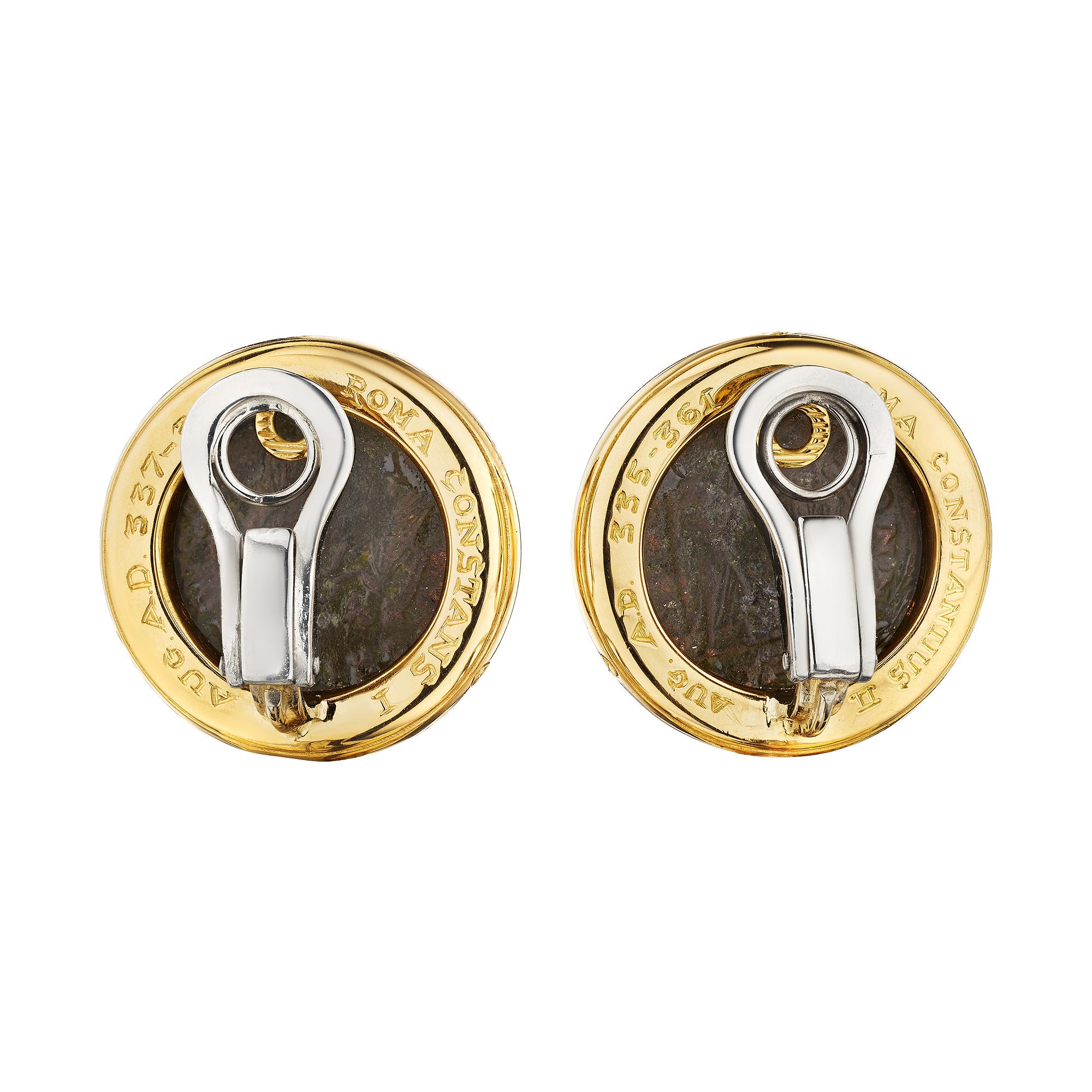 Bulgari Antike Münze Gold-Ohrclips im Zustand „Hervorragend“ im Angebot in Greenwich, CT