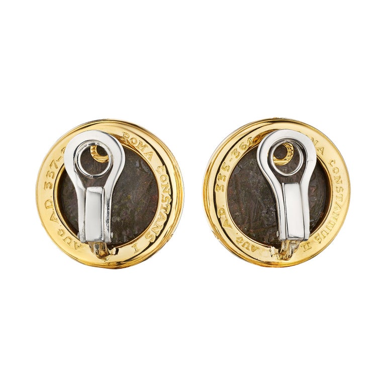Orecchini Clip Moneta Orecchini Clip-on Moneta Leone Vintage In Oro Opaco - Design Greco-key, Stile Retrò, Marchio Ex Store Orecchini Leone Vintage