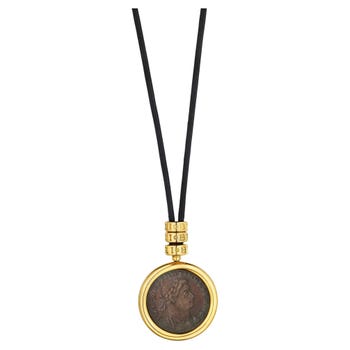 Bulgari Ancient-Coin Leather- Cord Pendant Necklace, 1990