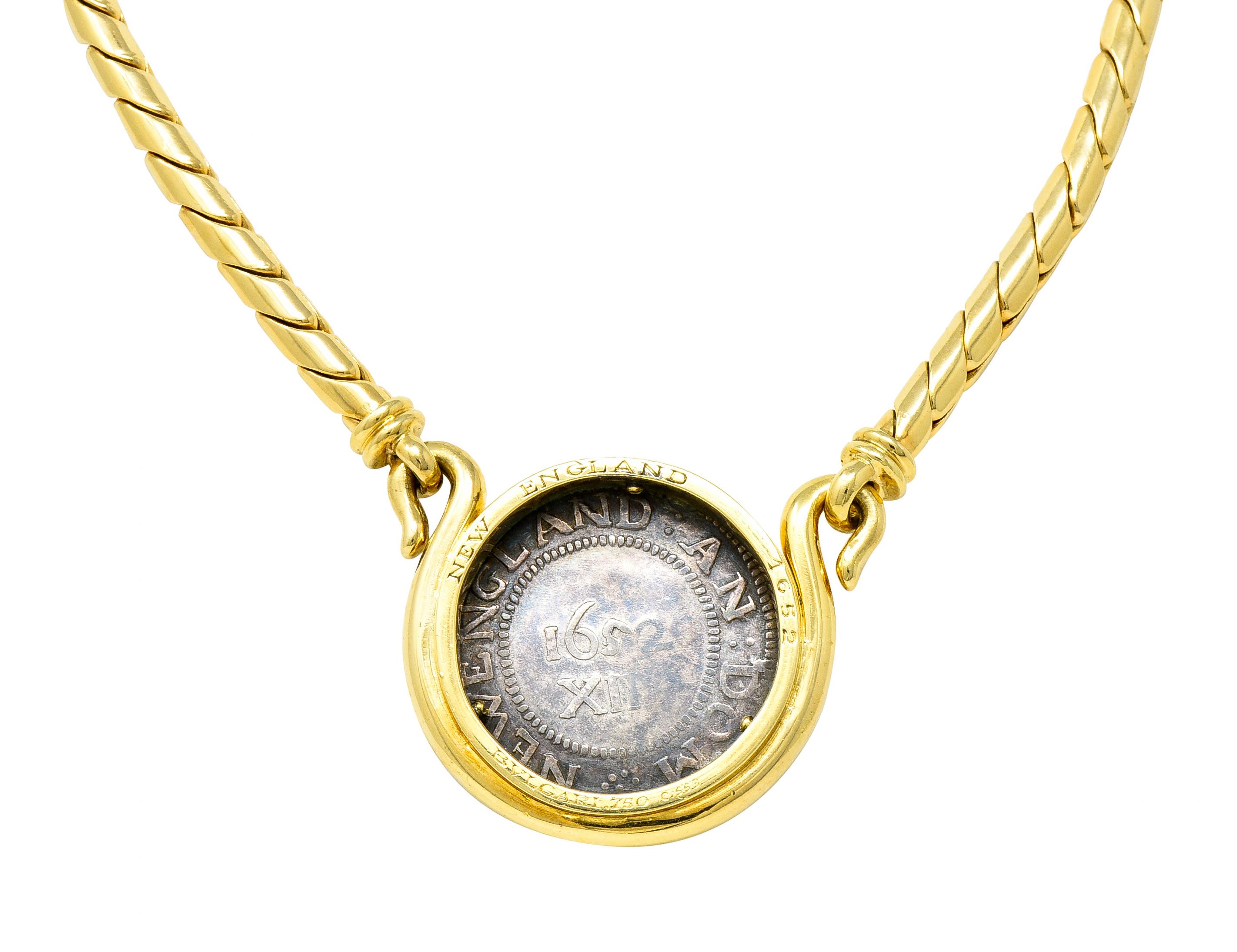 Bulgari Ancient Coin New England Monete Vintage Georges L'Enfant Chain Necklace In Excellent Condition In Philadelphia, PA