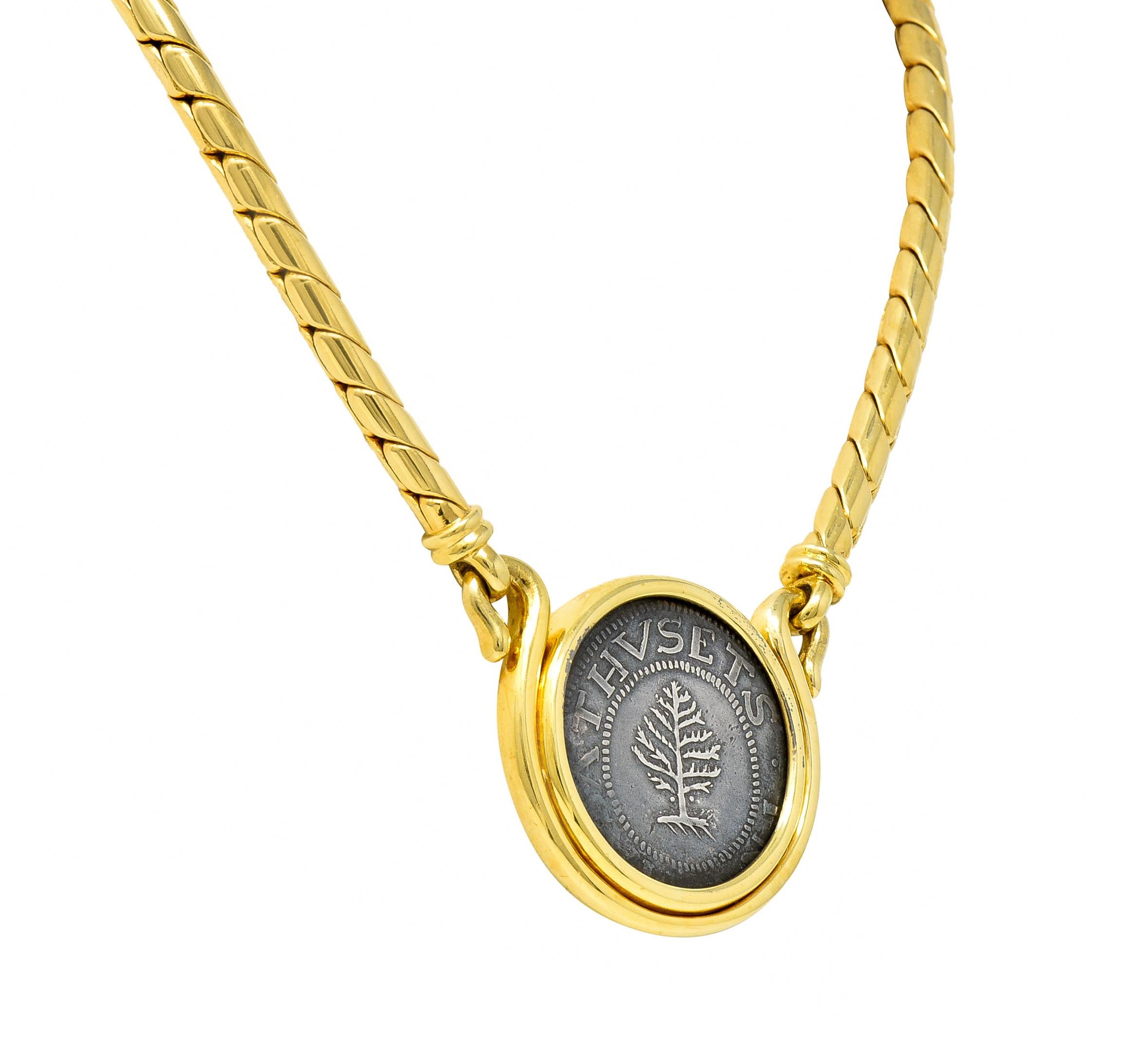 Women's or Men's Bulgari Ancient Coin New England Monete Vintage Georges L'Enfant Chain Necklace