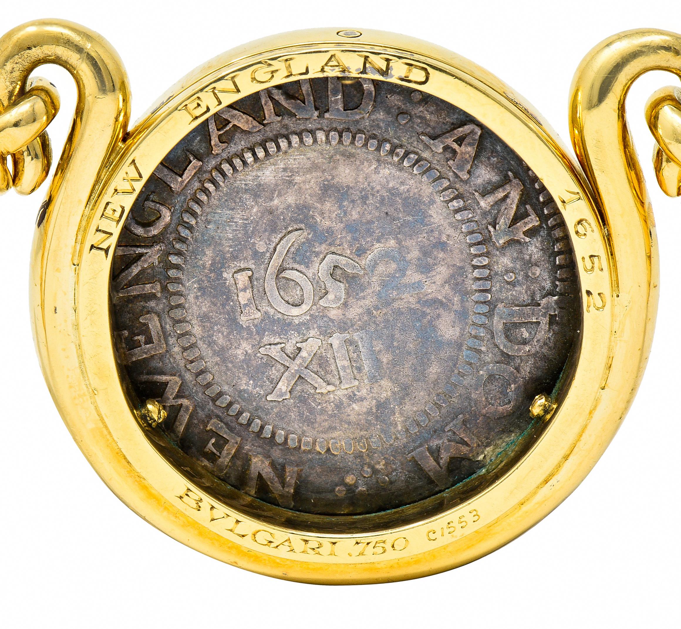 Bulgari Antike Münze Neuengland Monete Vintage Georges L''Enfant  Kette Halskette 2