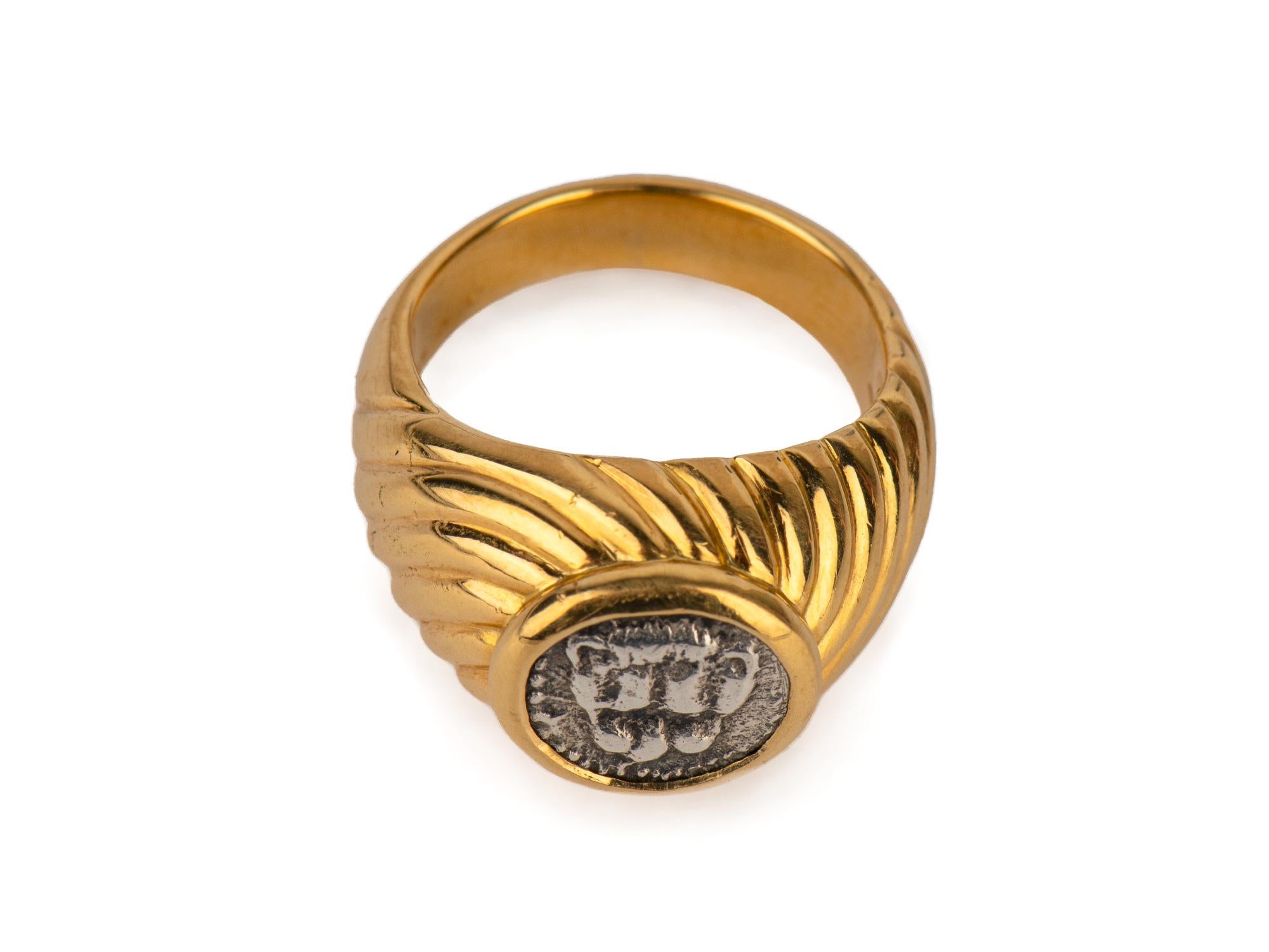Women's or Men's Bulgari Ancient Coin Ring For Sale