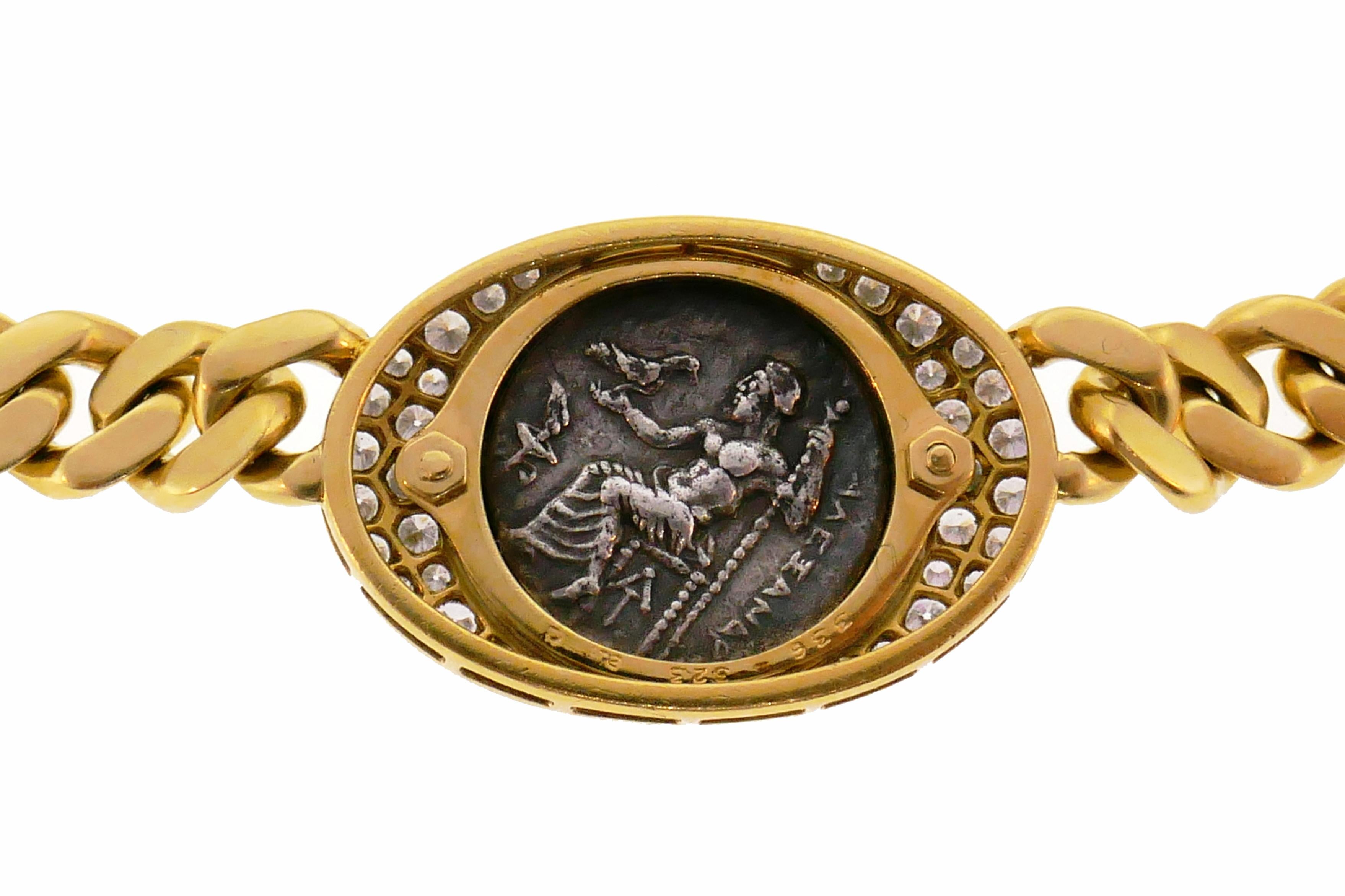 Bulgari Ancient Coin Yellow Gold Chain Necklace with Diamond Bvlgari 2
