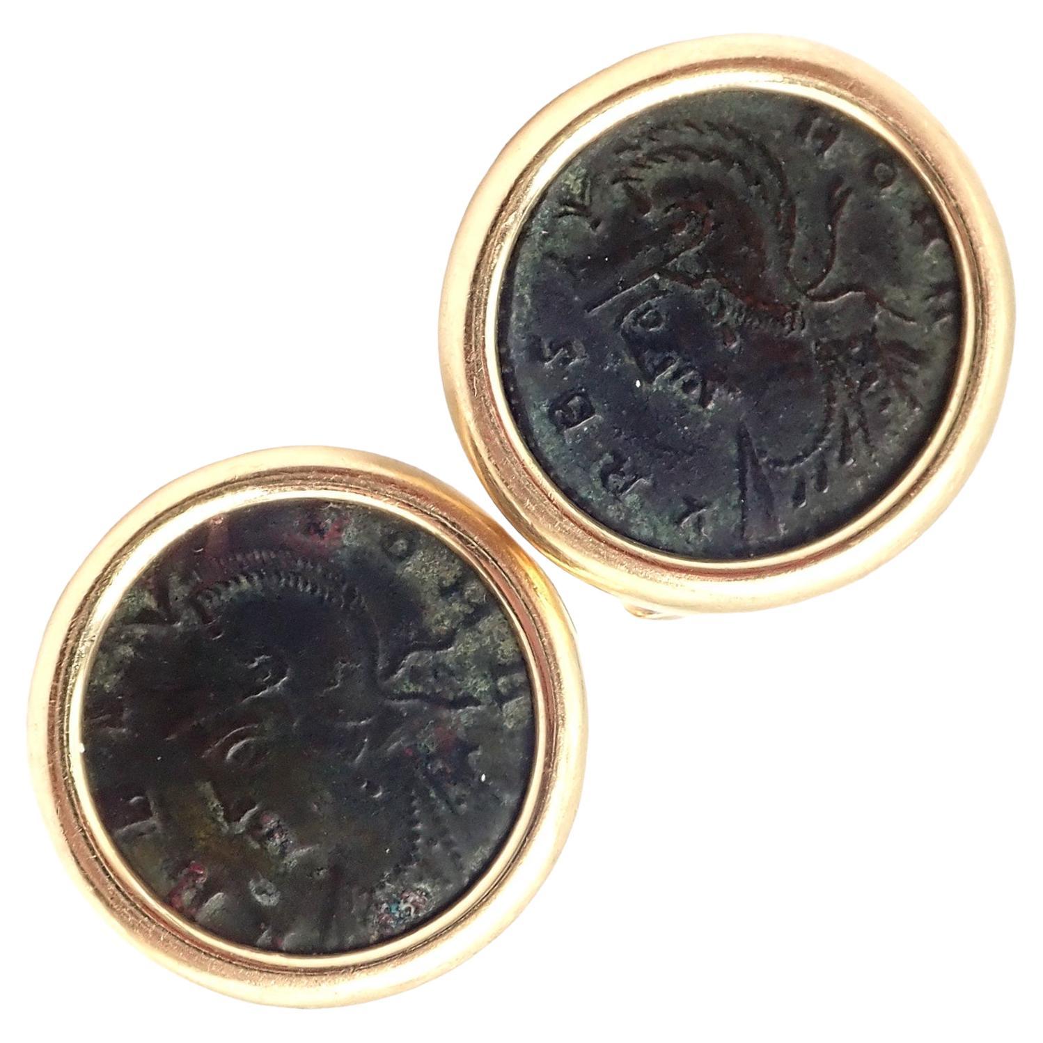 Bulgari Manschettenknöpfe aus Gelbgold mit antiker Münze