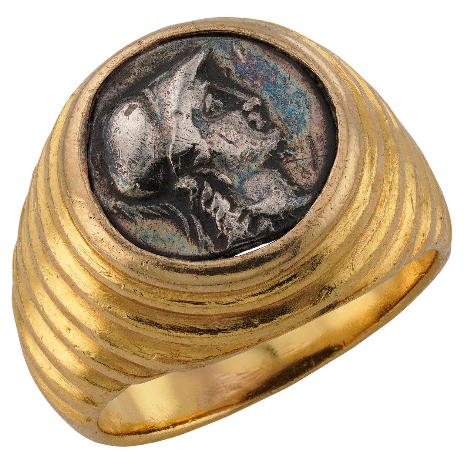 BULGARI Anillo de oro amarillo de 18 quilates de la antigua moneda griega Monete Imperial Gold