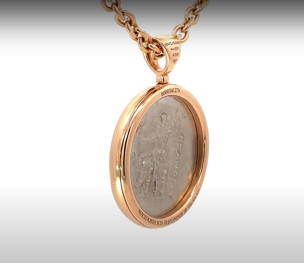 Bulgari Ancient Macedonian Coin Pendant Necklace, 18k Rose Gold In Excellent Condition In New York, NY