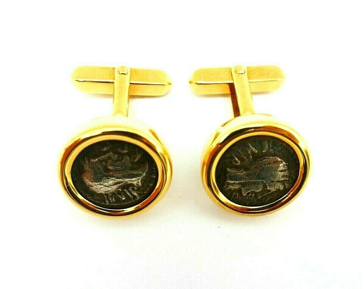 Bulgari Ancient Roman Coin Yellow Gold Cufflinks In Excellent Condition In Beverly Hills, CA