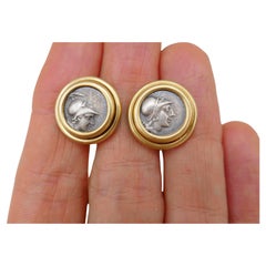 Bulgari Ancient Roman Coin Yellow Gold Cufflinks Original Box