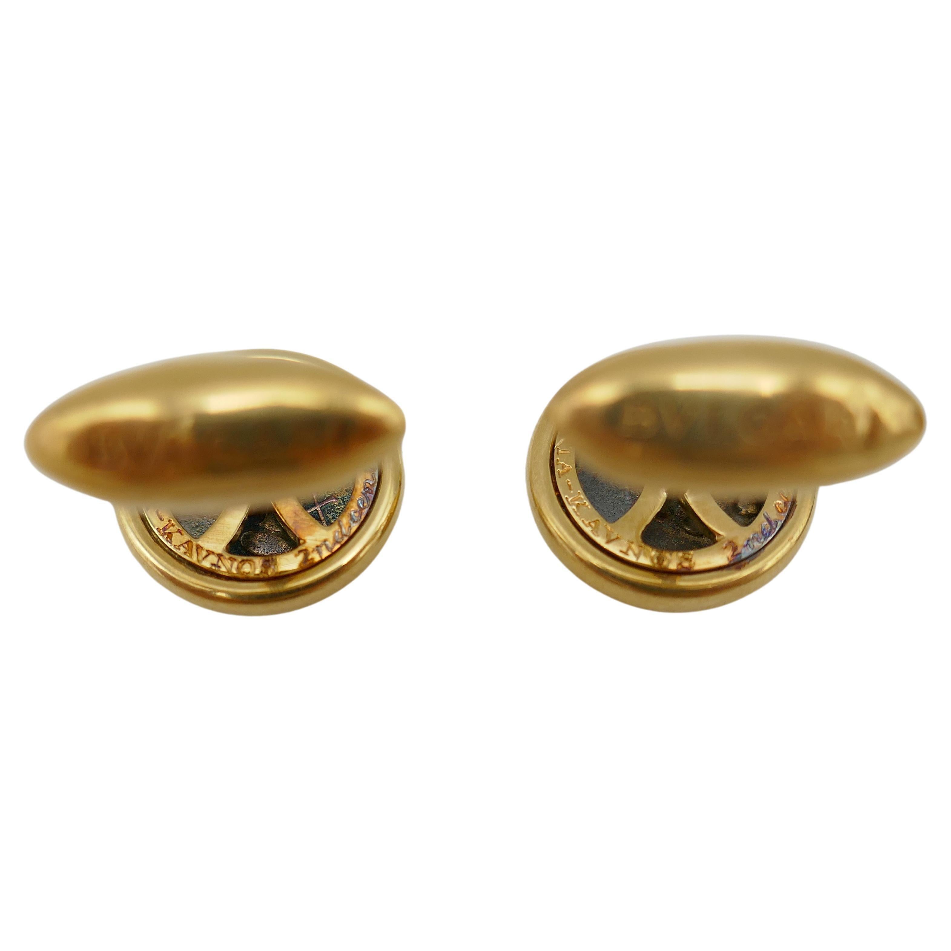 Bulgari Ancient Roman Coin Yellow Gold Cufflinks Original Box In Excellent Condition In Beverly Hills, CA