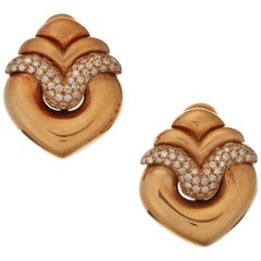 Retro Bulgari Gold and Diamond Earrings
