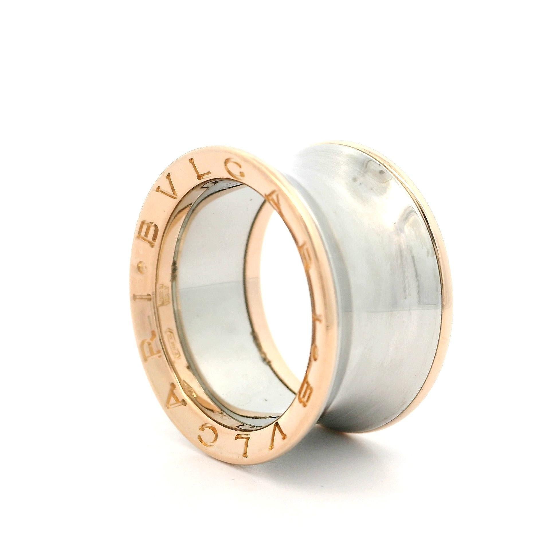 Anello Bulgari Anish Kapoor in oro rosa 18 carati con fascia concava in acciaio inossidabile B.Zero1 in vendita 3