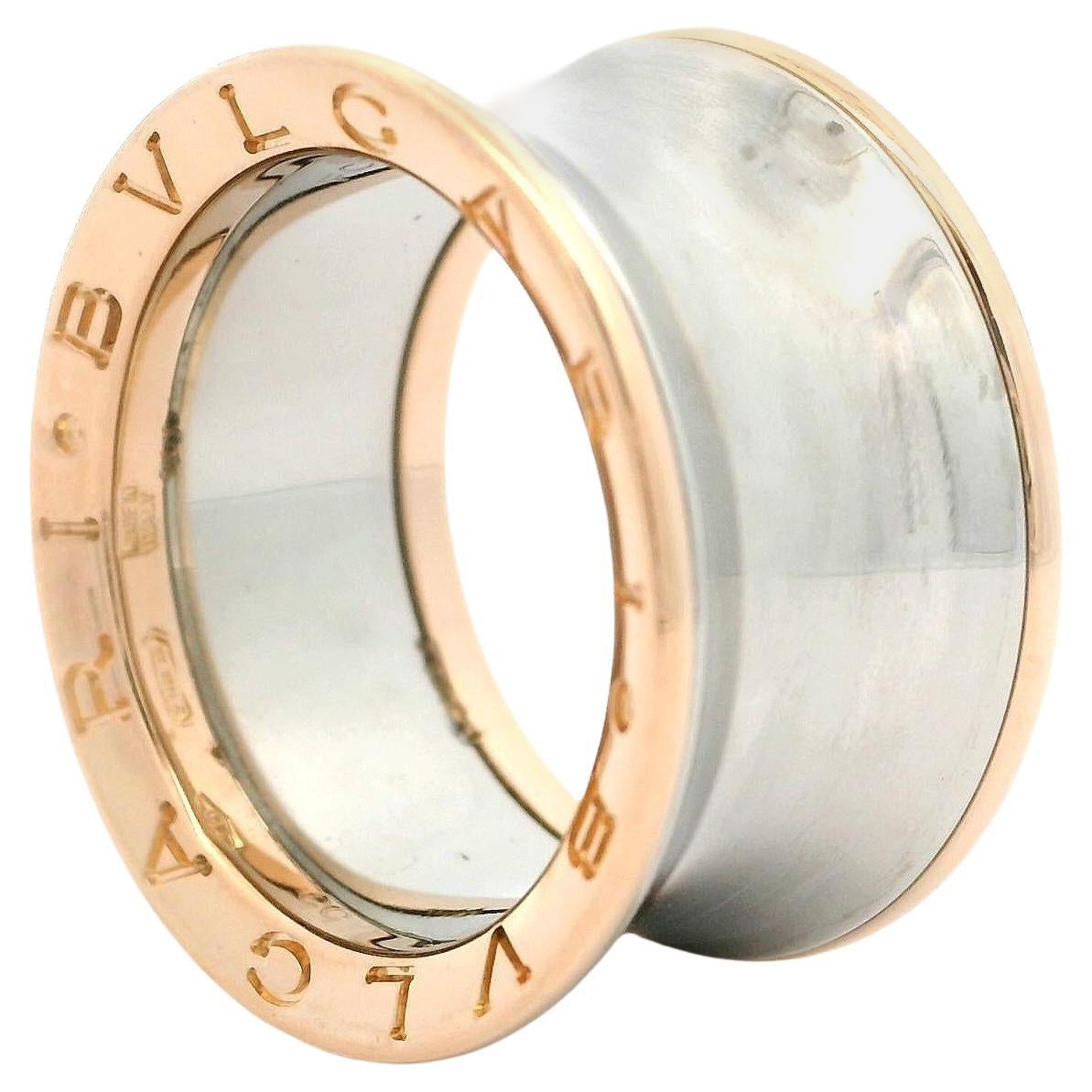 Bulgari Anish Kapoor 18k Rose Gold w/ Stainless Steel B.Zero1 Concave Band Ring For Sale