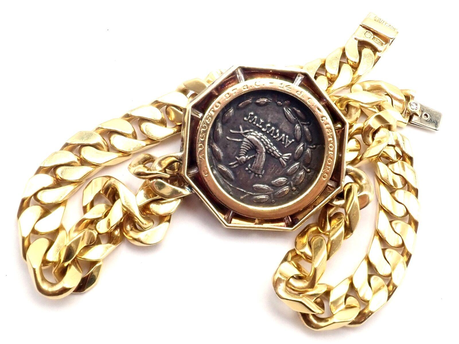 Bulgari Antique Coin Monete Diamond Yellow Gold Link Chain Necklace For Sale 7