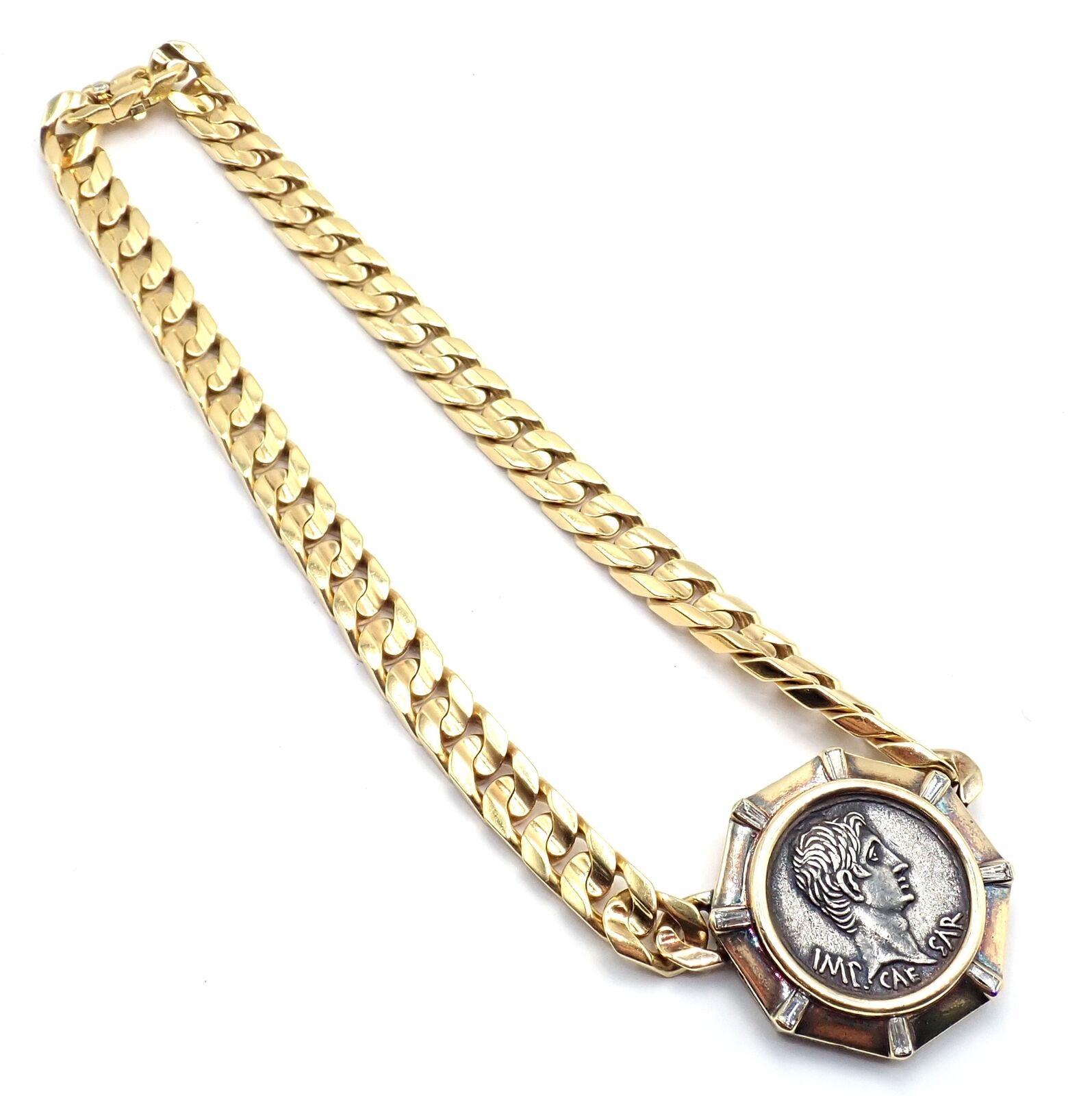 Bulgari Antique Coin Monete Diamond Yellow Gold Link Chain Necklace For Sale 3