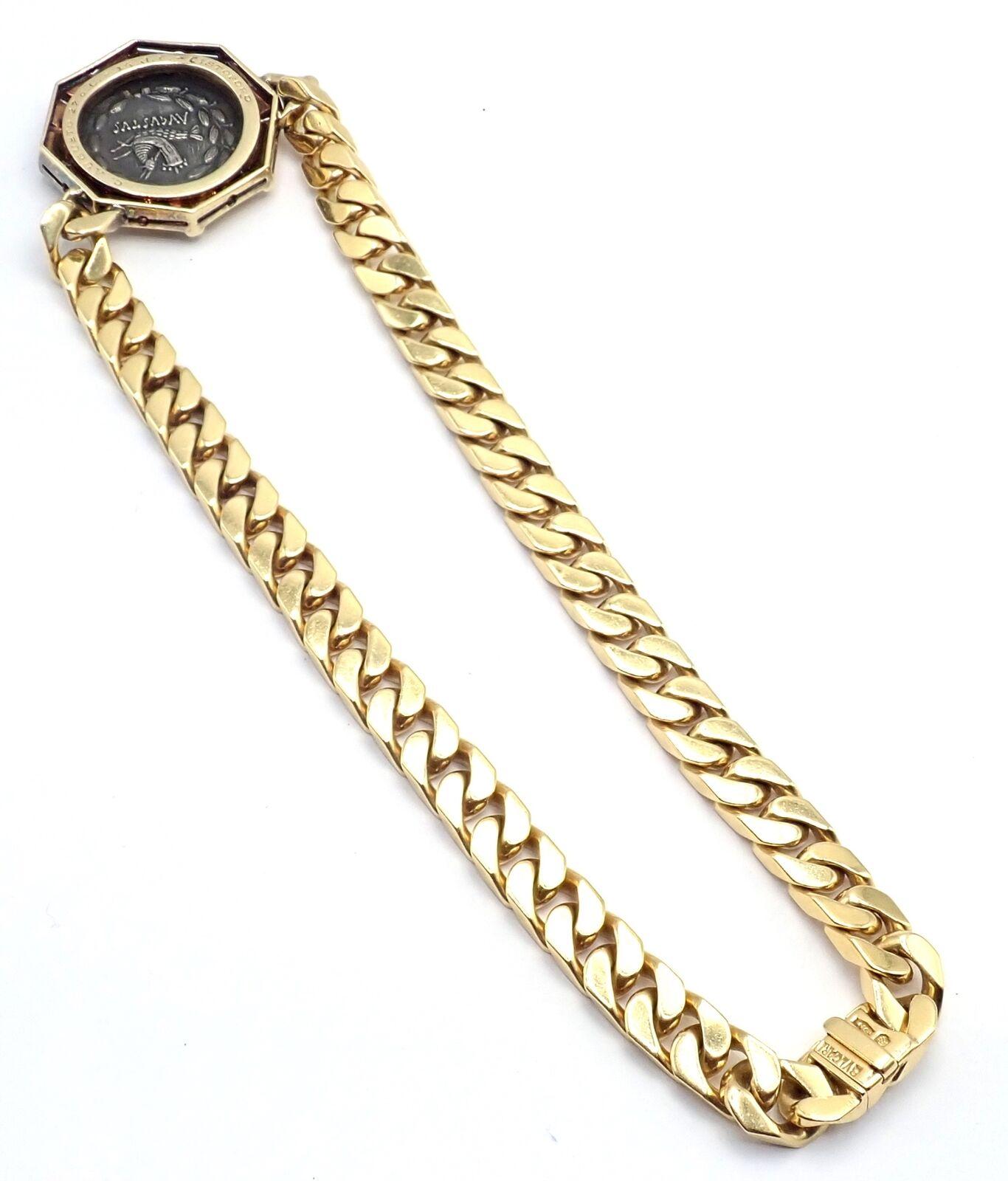 Bulgari Antique Coin Monete Diamond Yellow Gold Link Chain Necklace For Sale 4