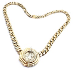 Bulgari Antique Coin Monete Diamond Yellow & White Gold Link Chain Necklace