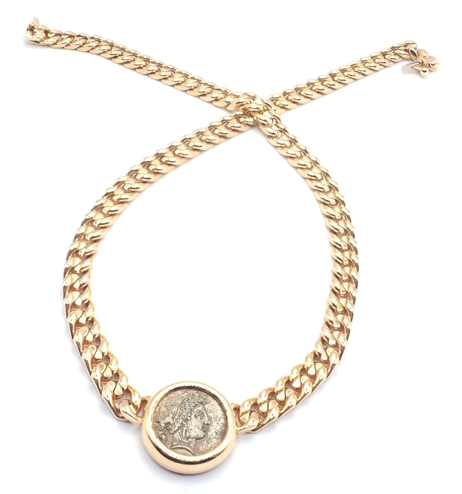 Bulgari Antike Münze Monete Gelbgold Gliederkette Halskette im Angebot 7