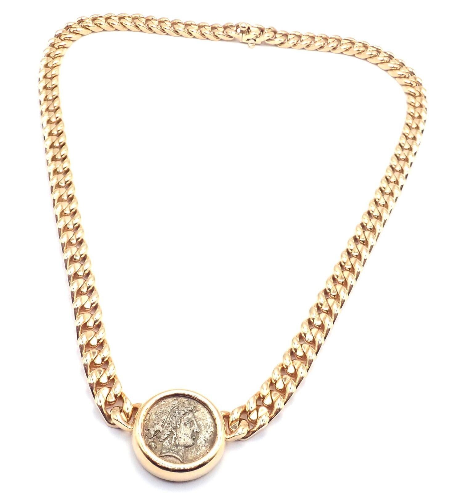 18k Gelbgold antike Münze, Gliederkette Halskette von Bulgari.
Abmessungen: 
Länge: Halskette ist 17