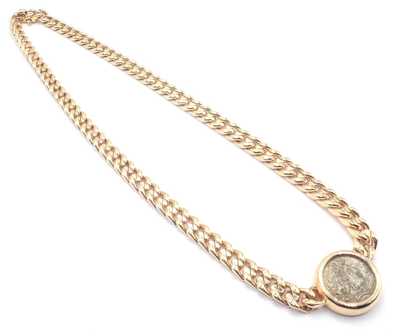 Bulgari Antike Münze Monete Gelbgold Gliederkette Halskette im Angebot 1