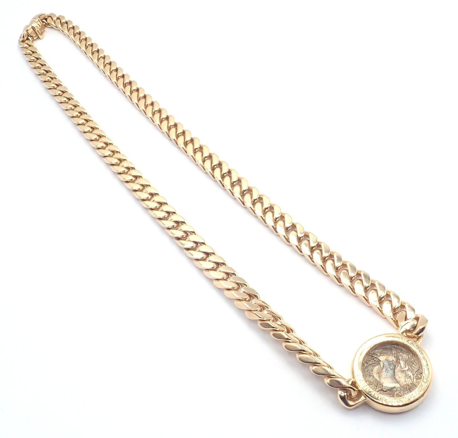 Bulgari Antike Münze Monete Gelbgold Gliederkette Halskette im Angebot 2