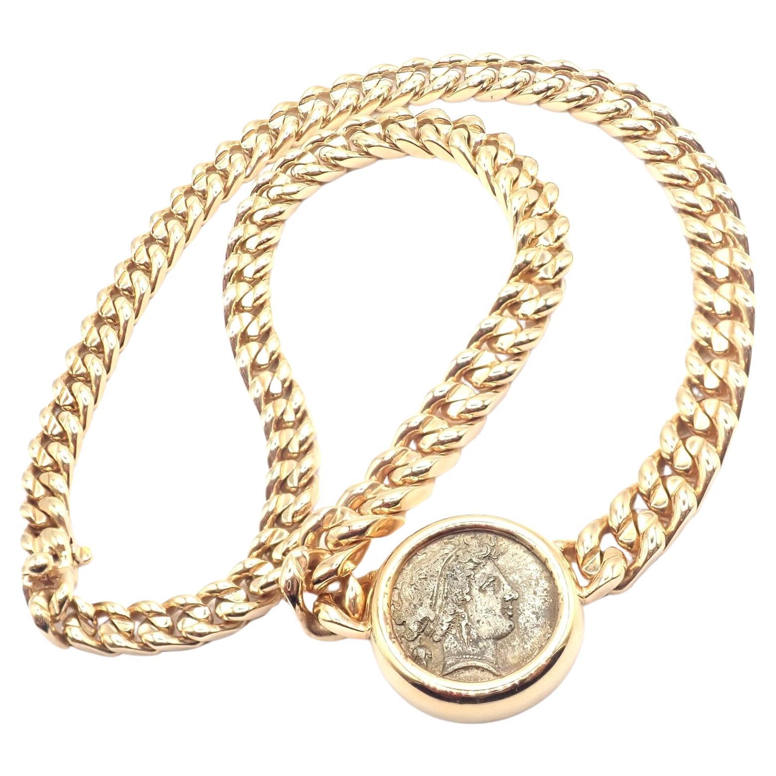 Bulgari Antique Coin Monete Yellow Gold Link Chain Necklace