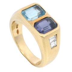 Bulgari Aqua Diamond Ring with Iolite 18K Yellow Gold