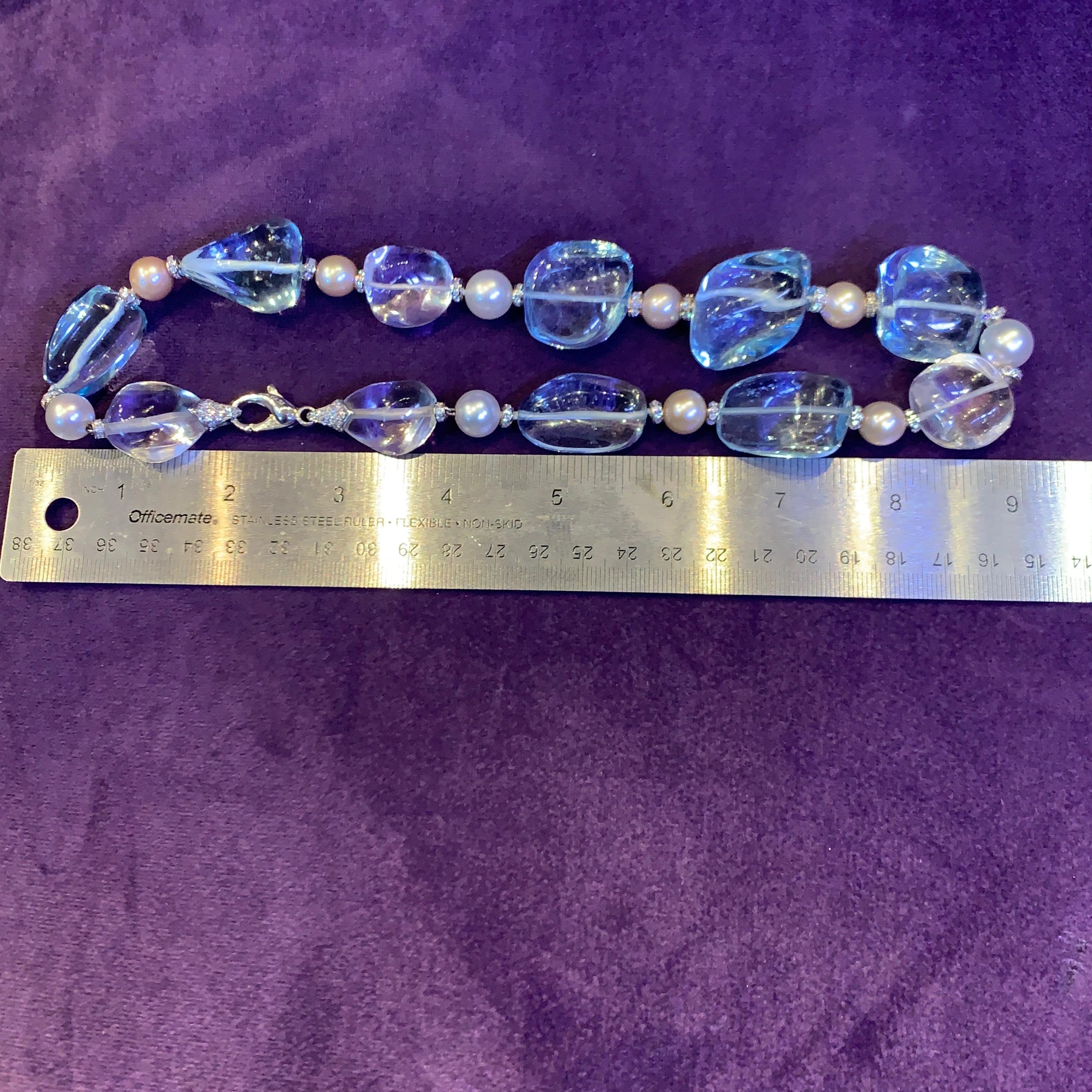 Bulgari Aquamarine Rock Crystal & Pearl Necklace For Sale 4