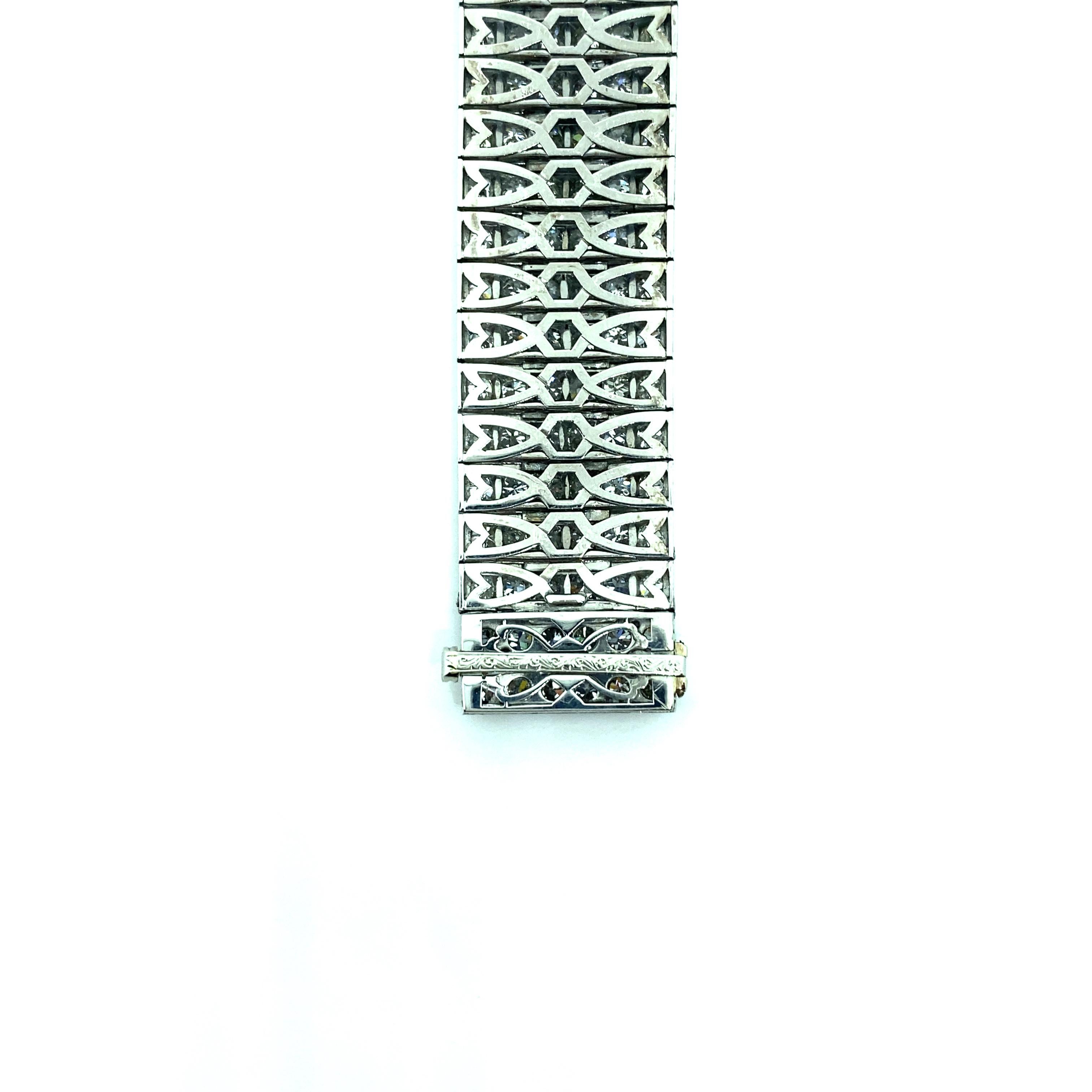 Bulgari Art Deco 30 Carat Diamond Engraved Platinum Tennis Bracelet 1