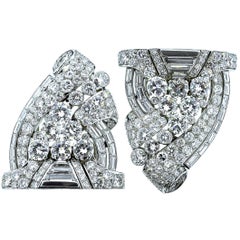Bulgari Art Deco Diamond Clips or Brooch, circa 1935