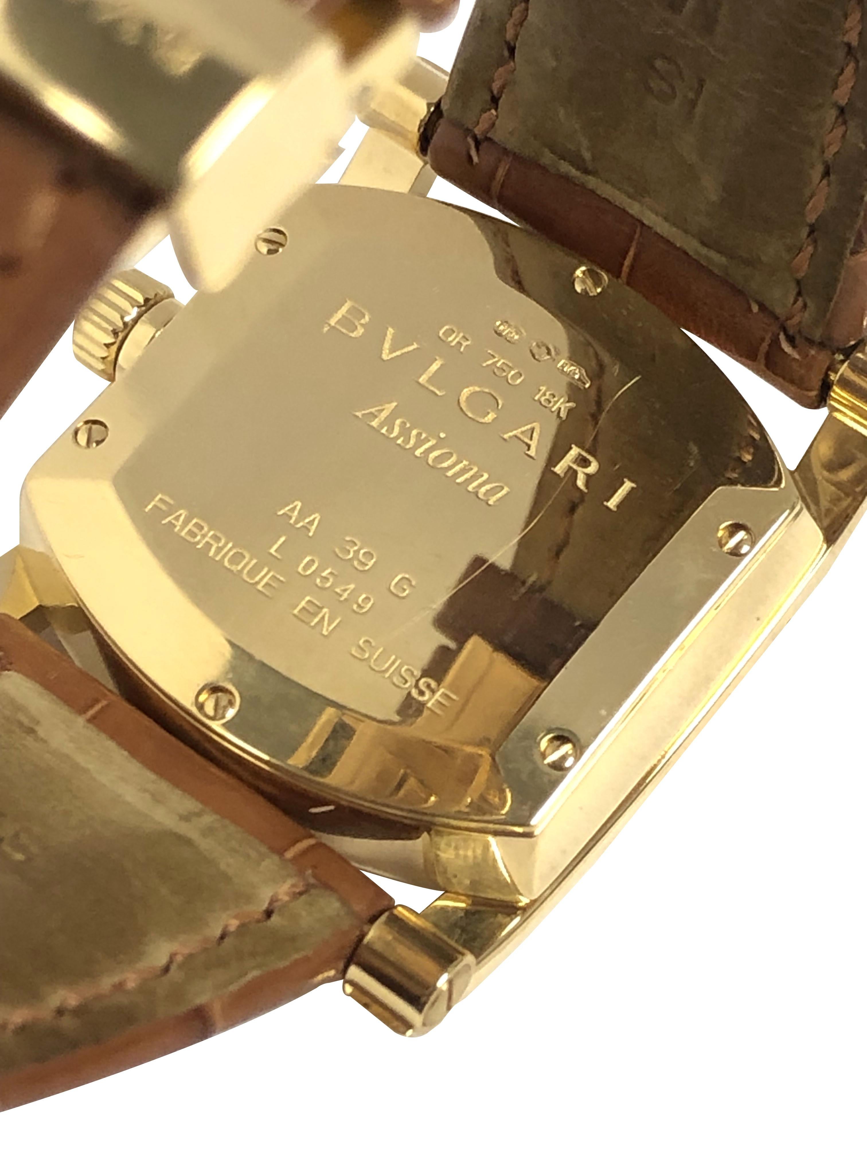 Bulgari Assioma Große 18k Gold Quarz-Armbanduhr Ref: AA 39 G im Zustand „Hervorragend“ in Chicago, IL