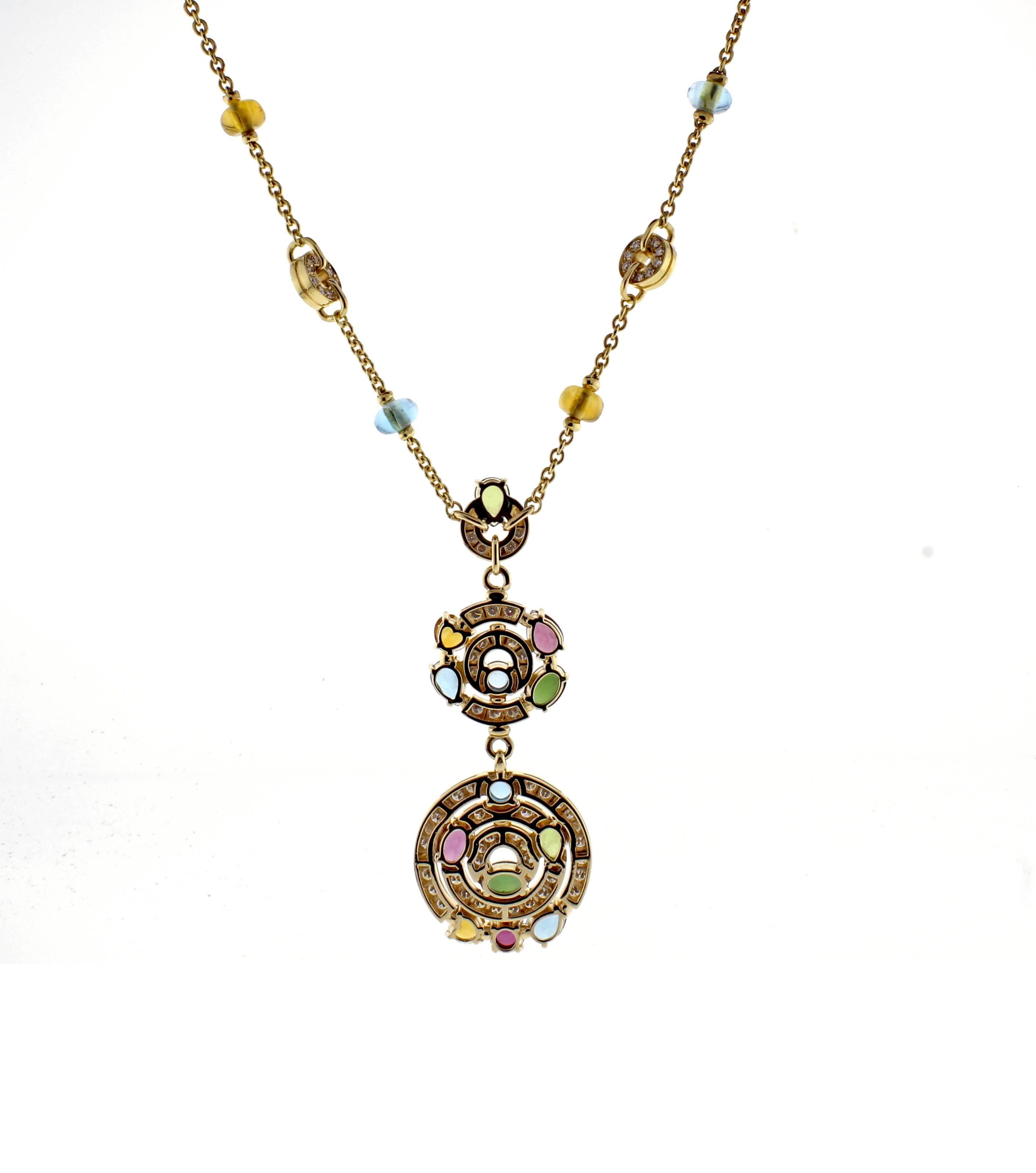Women's or Men's Bulgari Astral Gem Set and Diamond Drop Necklace