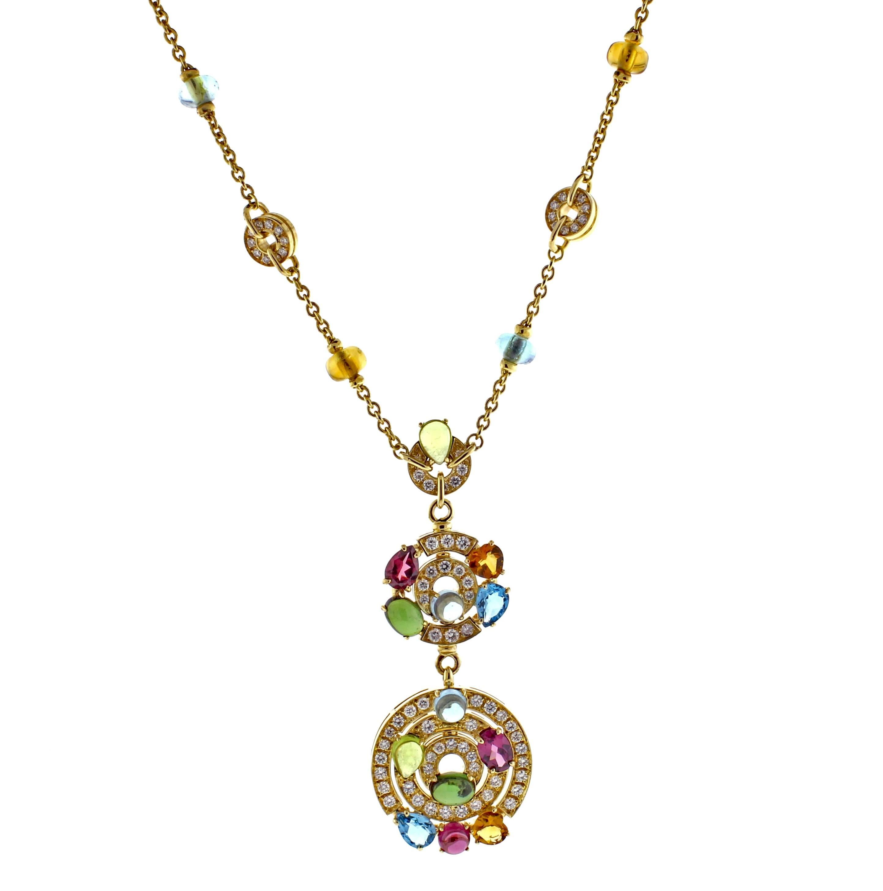 Bulgari Astral Gem Set and Diamond Drop Necklace