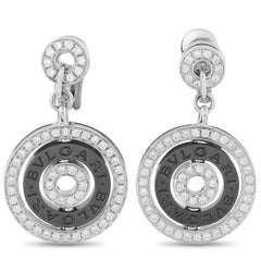 Bulgari Astrale 18K White Gold Diamond and Ceramic Earrings Bvlgari