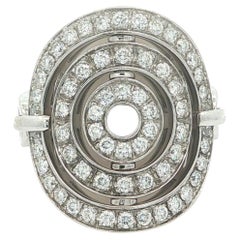 Bulgari Astrale Cerchi 18k White Gold Diamond Concentric Ring w/ Swivel Shank