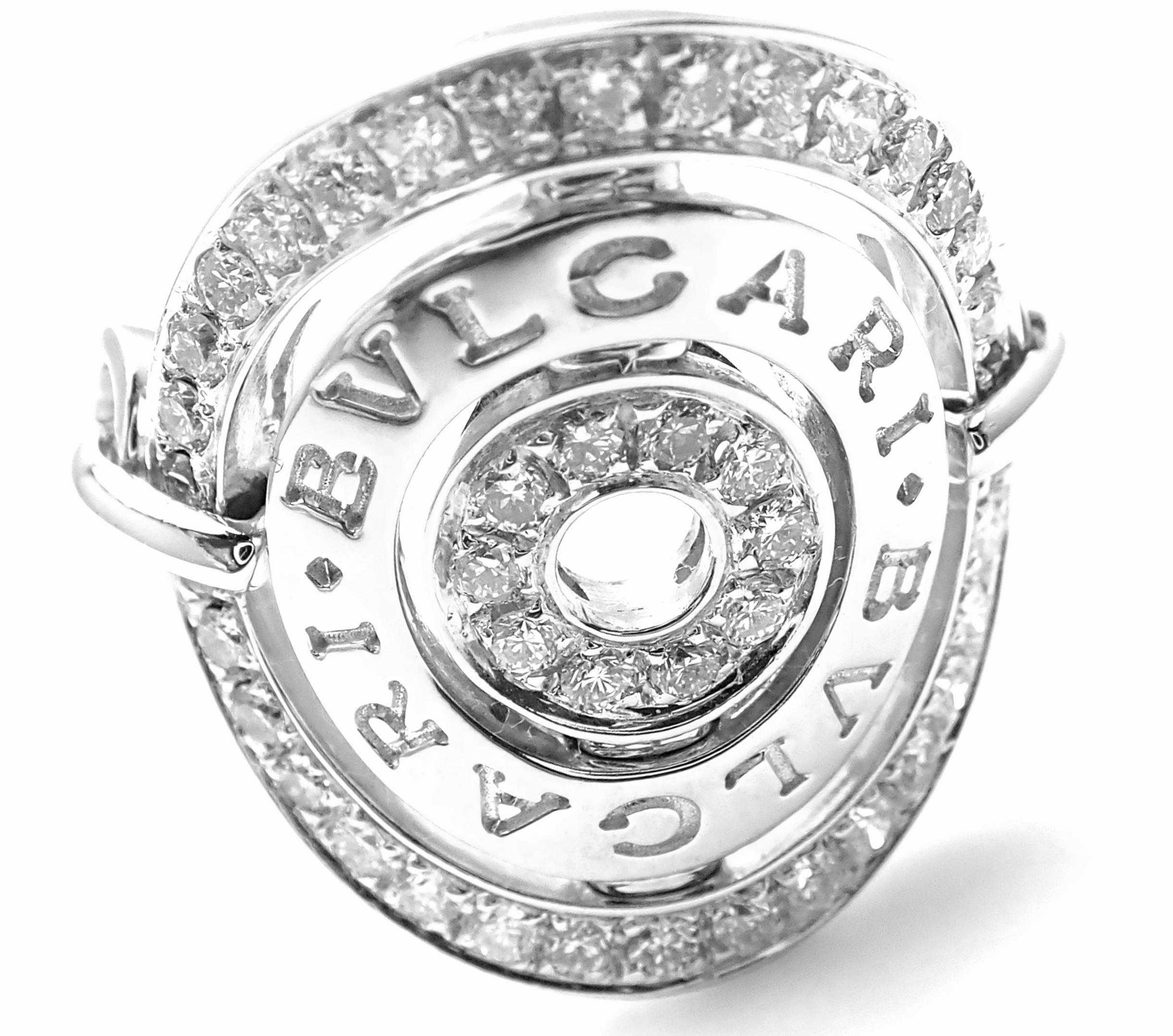 18k White Gold Astrale Cerchi Diamond Ring by Bulgari. 
With 42 Round brilliant cut diamonds VS1 clarity, E color total weight approx. .63ct
Details:
Ring Size: 6
Weight: 10.6 grams
Width: 22mm
Stamped Hallmarks: Bvlgari, 750, Made In Italy,