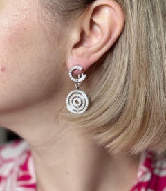 Bulgari Astrale Cerchi Drop Earrings 18k Gold & Diamonds