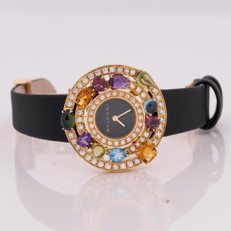 Round Cut Bulgari Astrale Cerchi Yellow Gold Multi Gem-Set AE36G For Sale