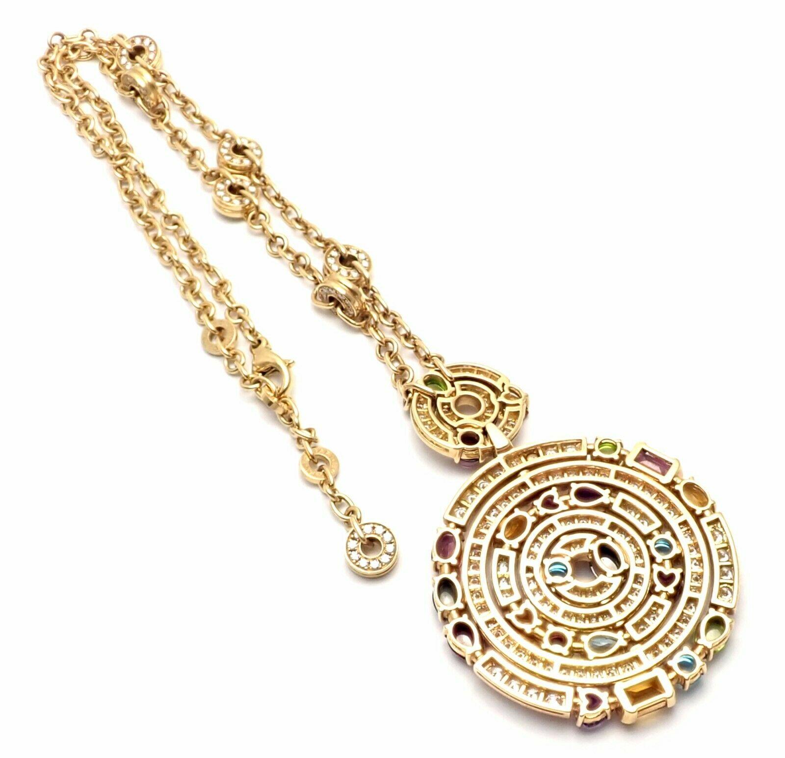 Bulgari Astrale Diamond Color Stone Yellow Gold Large Pendant Necklace 4
