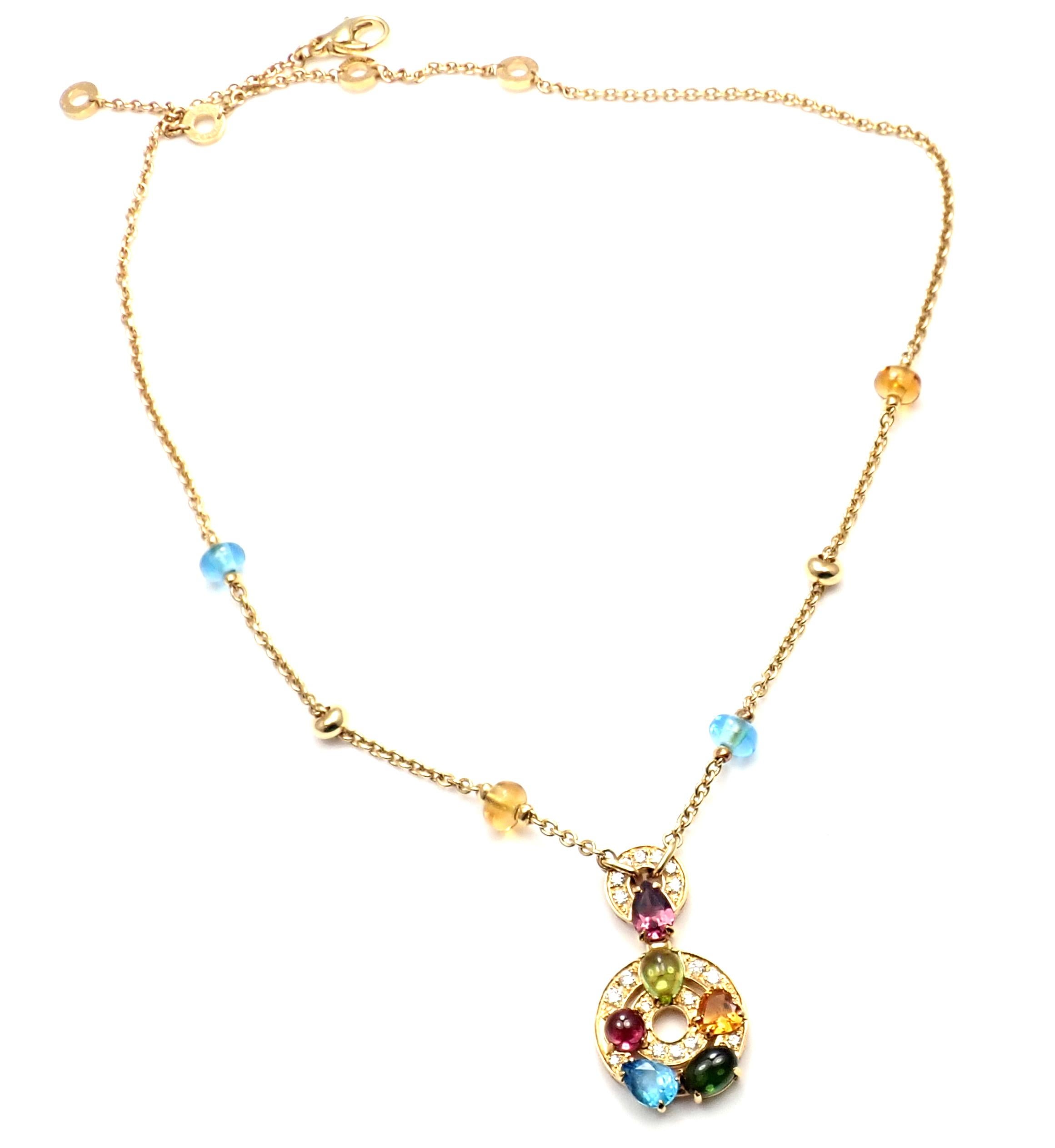 Bulgari Astrale Diamond Color Stone Yellow Gold Pendant Necklace 4