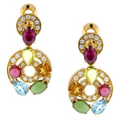 Bulgari Astrale Gem Set and Diamond Drop Earrings