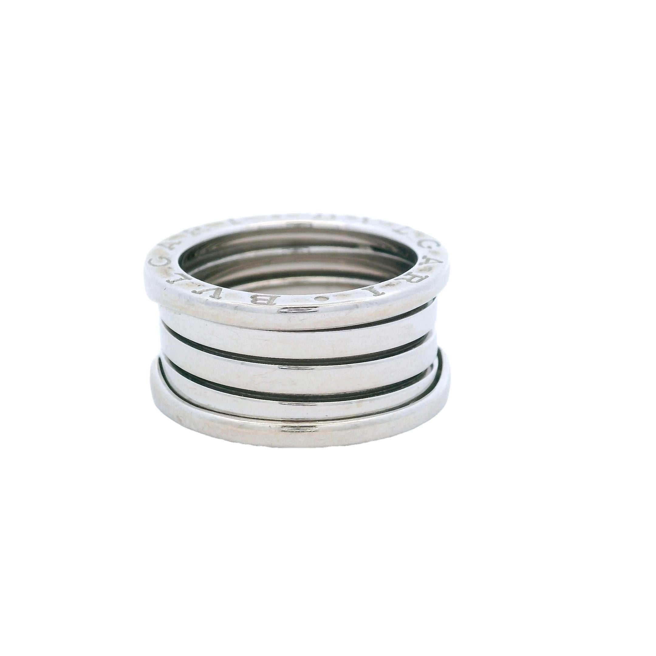 Bulgari B Zero 1  18K White Gold 4 Band Ring In Excellent Condition For Sale In Miami, FL