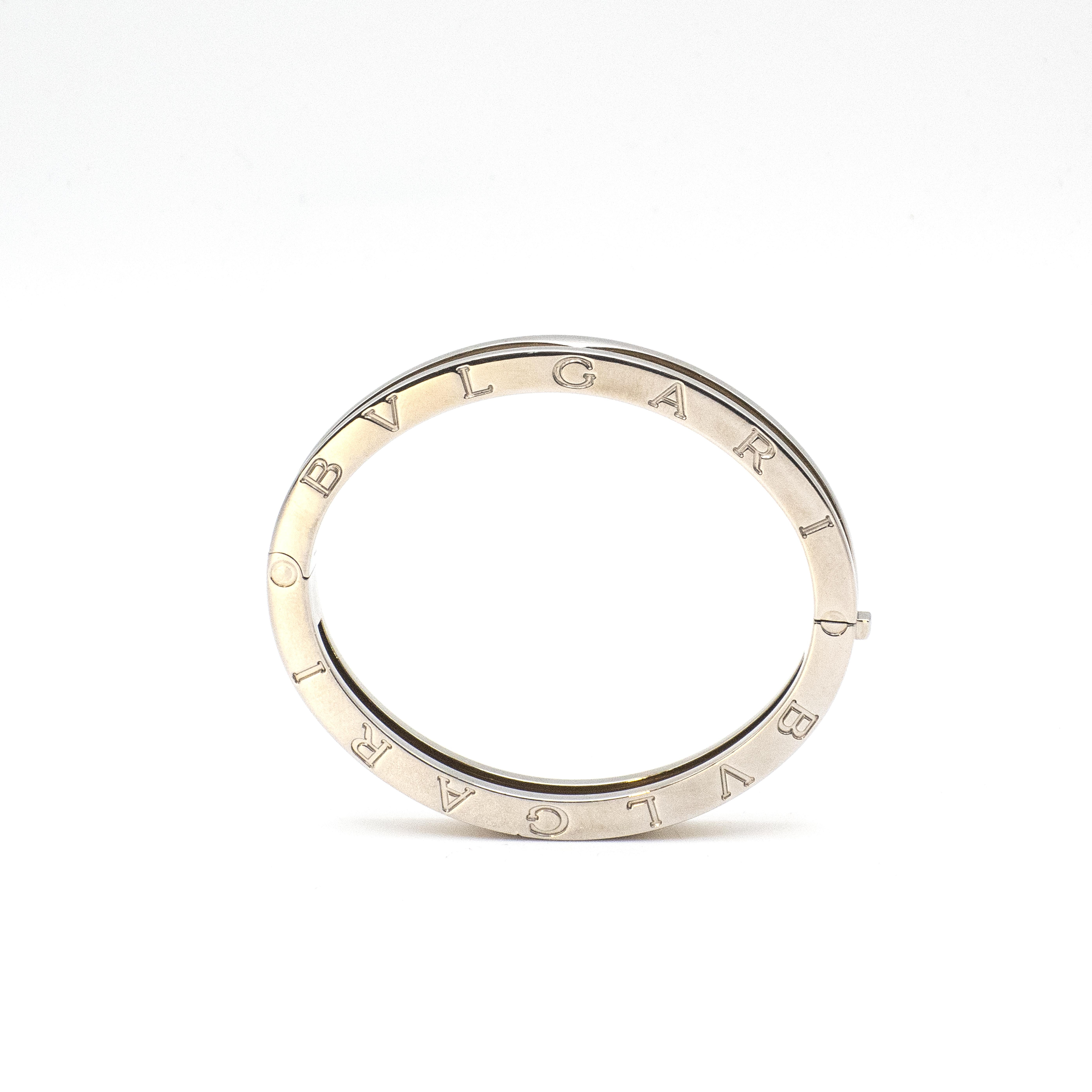 Women's or Men's BULGARI B. Zero 1 18K YG and Steel Oval Hinged Bangle For Sale