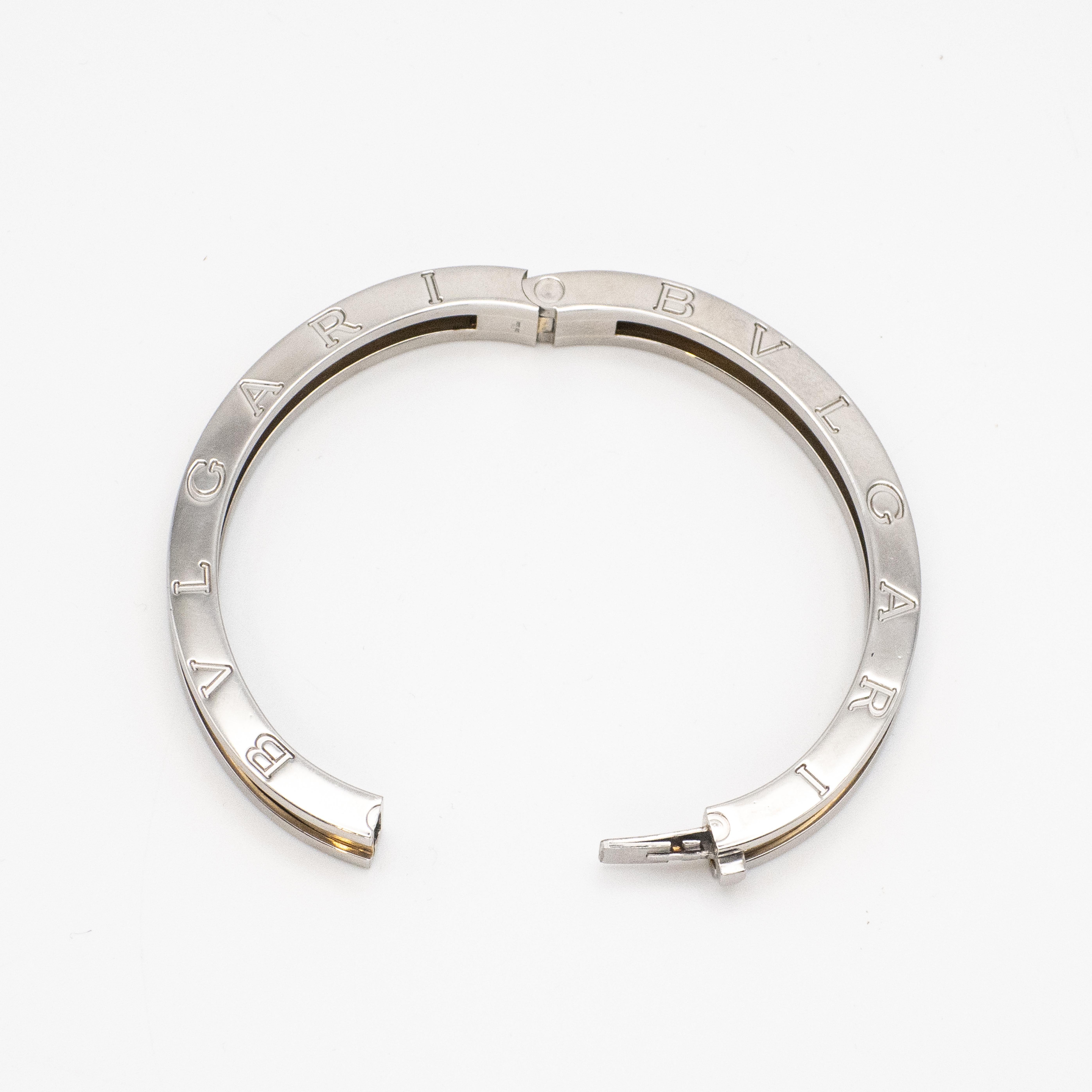 BULGARI B. Zero 1 18K YG and Steel Oval Hinged Bangle For Sale 1