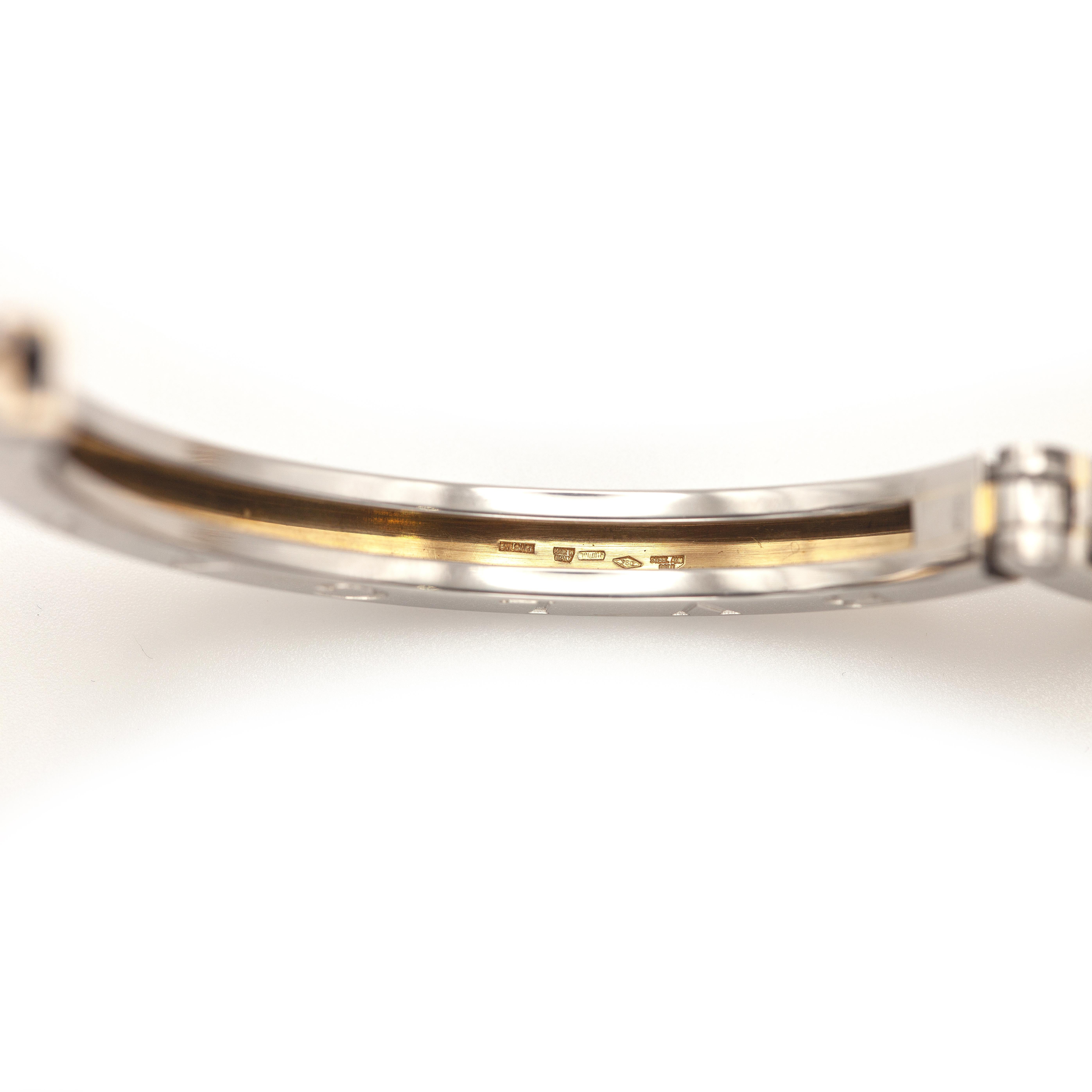 BULGARI B. Zero 1 18K YG and Steel Oval Hinged Bangle For Sale 3