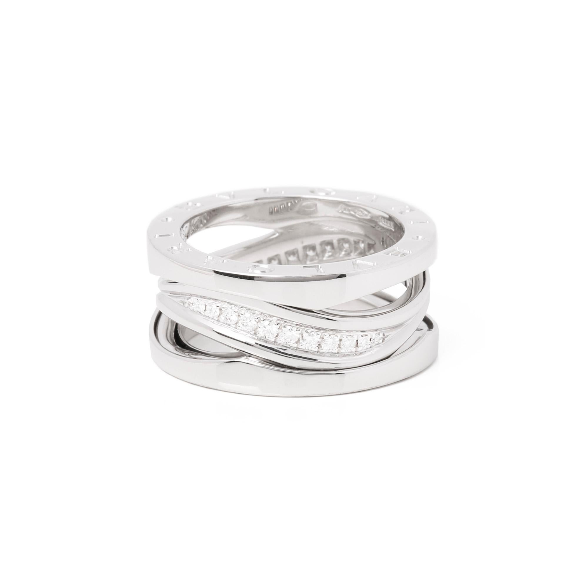 Contemporary Bulgari Diamond 18ct White Gold B.Zero1 Legend Ring For Sale