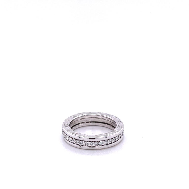 Bulgari "B. Zero 1" with Diamond Ring 18k White Bvlgari Size 51 (5.5 U.S)  For Sale at 1stDibs