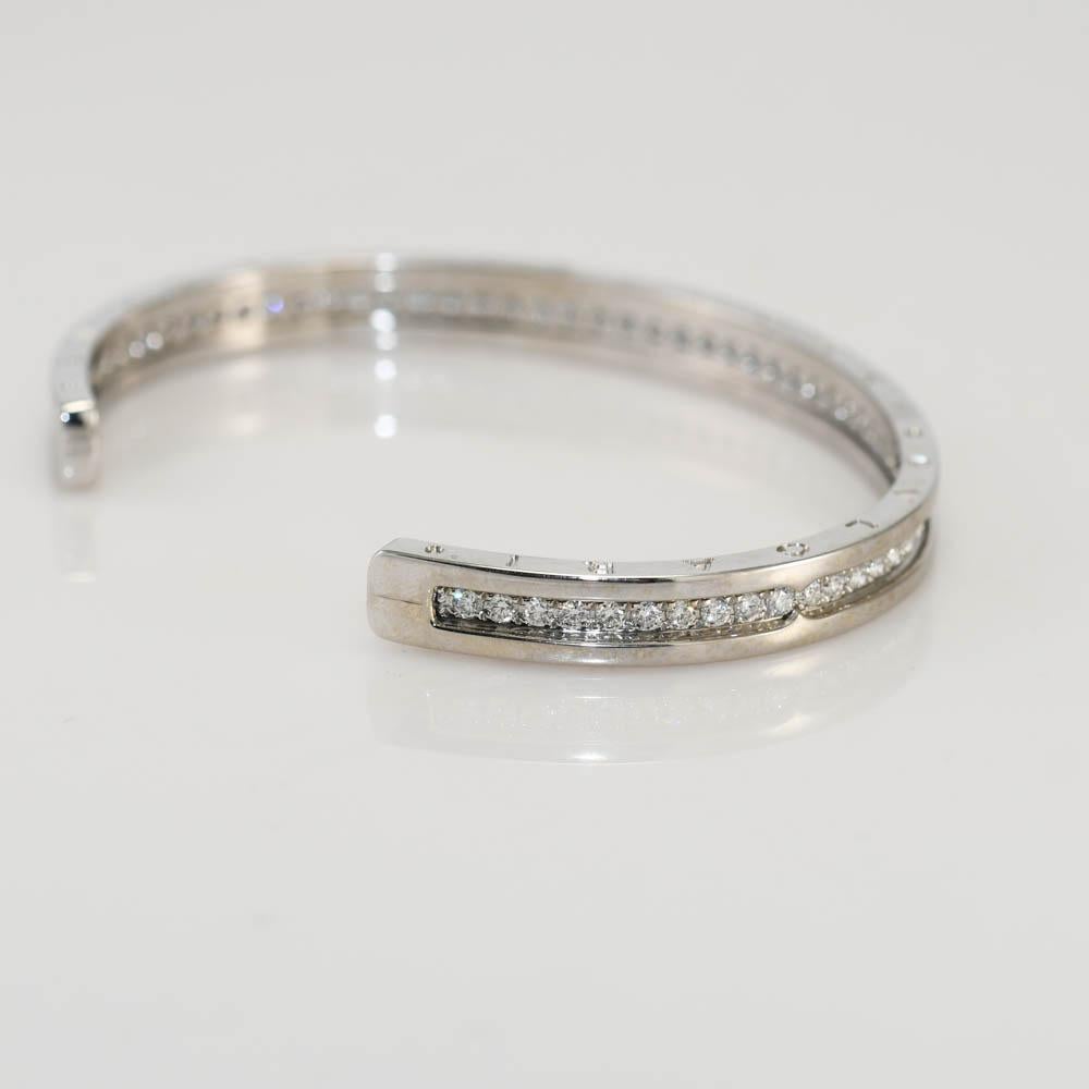 Bulgari B Zero 18k White Gold Diamond Bangle Bracelet 1.51TDW For Sale 3