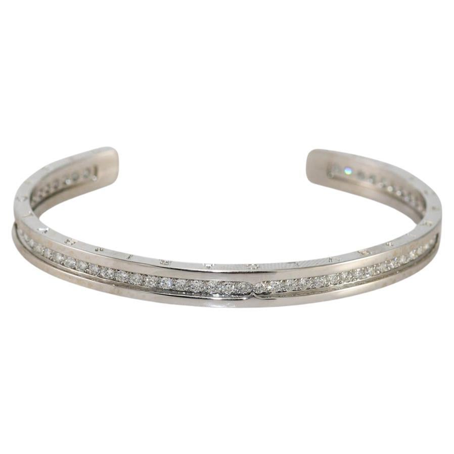 Bulgari B Zero 18k White Gold Diamond Bangle Bracelet 1.51TDW For Sale